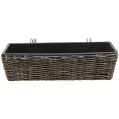 Best deal 🤩 Sunnydaze Decor Sunnydaze Hanging Rectangle Polyrattan Rail Planter with Plastic Liner - 23.5" W x 7.5" D x 6.5" H - Gray ✔️ -Planters Sales Store unnamed file 4650