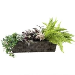 Best deal 🤩 Sunnydaze Decor Sunnydaze Hanging Rectangle Polyrattan Rail Planter with Plastic Liner - 23.5" W x 7.5" D x 6.5" H - Gray ✔️ -Planters Sales Store unnamed file 4651