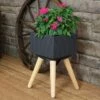 New 🤩 Sunnydaze Decor Sunnydaze Barkley Fiber Clay Durable Indoor/Outdoor Decorative Flower Pot - 10" Square - Charcoal and Natural 💯