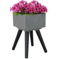 Wholesale 💯 Sunnydaze Decor Sunnydaze Barkley Fiber Clay Durable Indoor/Outdoor Decorative Flower Pot - 10" Square - Gray and Black 🔥 -Planters Sales Store unnamed file 4676