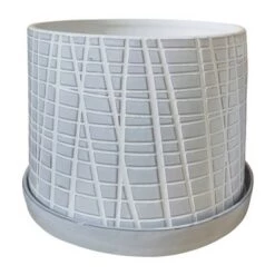 Budget 🔔 Sagebrook Home Set of 2 Meshed Ceramic Planters with Saucers White 🔔