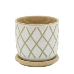 Best Sale 😉 Sagebrook Home Cross Ceramic Planter with Saucer White 😍