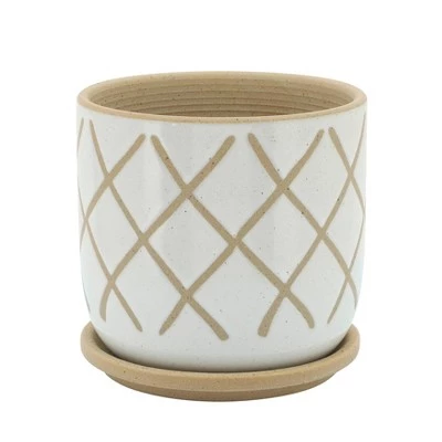 Best Sale 😉 Sagebrook Home Cross Ceramic Planter with Saucer White 😍 4 Best Sale 😉 Sagebrook Home Cross Ceramic Planter with Saucer White 😍 - Image 2