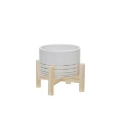 Top 10 ❤️ Sagebrook Home Metallic Ceramic Planter with Wood Stand White ⭐ -Planters Sales Store unnamed file 4720