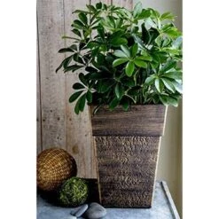 Discount 🔔 The HC Companies Avino 16 Inch Square Resin Accent Outdoor Flower Planter Pot for Garden, Patio, Porch, Deck, or Balcony, Celtic Bronze 💯 -Planters Sales Store unnamed file 4731