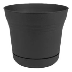 Flash Sale β Bloem SP1400 Saturn Indoor Outdoor 14 Inch Matte Finish Durable Polypropylene Planter Pot with Saucer and Pre Drilled Drainage Holes, Black (2 Pack) π₯