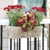 Brand new 🎁 Sunnydaze Decor Sunnydaze Indoor/Outdoor Polyrattan Over-the-Rail Tri-Planter with 3 Round Black Plastic Liners - Frost 😀