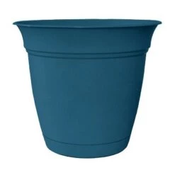 Brand new 🧨 The HC Companies HC Companies 8 Inch Eclipse Planter Indoor Outdoor Round Classic Pot w/ Attached Saucer for Flowers and Succulents, Peacock Blue (2 Pack) 👍
