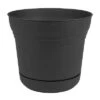Hot Sale ✔️ Bloem SP1000 Saturn Indoor Outdoor 10" Matte Finish Durable Plastic Planter Pot with Attached Saucer and Pre Drilled Drainage Holes, Black (2 Pack) 😉