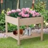 Hot Sale 🌟 Outsunny Wood Raised Garden Bed with Storage Shelf Elevated Planter Box Stand with Legs for Backyard Patio Garden Balcony 3x3FT 🎉