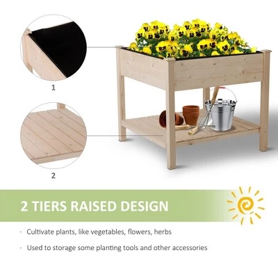 Hot Sale 🌟 Outsunny Wood Raised Garden Bed with Storage Shelf Elevated Planter Box Stand with Legs for Backyard Patio Garden Balcony 3x3FT 🎉 4 Hot Sale 🌟 Outsunny Wood Raised Garden Bed with Storage Shelf Elevated Planter Box Stand with Legs for Backyard Patio Garden Balcony 3x3FT 🎉 - Image 2