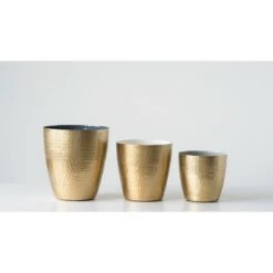 Cheapest 👏 Set of 3 Brass Planters with Enameled Interior - 3R Studios ✔️