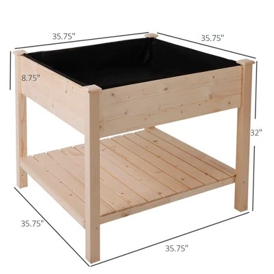 Hot Sale 🌟 Outsunny Wood Raised Garden Bed with Storage Shelf Elevated Planter Box Stand with Legs for Backyard Patio Garden Balcony 3x3FT 🎉 6 Hot Sale 🌟 Outsunny Wood Raised Garden Bed with Storage Shelf Elevated Planter Box Stand with Legs for Backyard Patio Garden Balcony 3x3FT 🎉 - Image 4