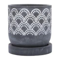 New 🧨 Sagebrook Home Fan Cement Planter with Saucer Gray 🛒 -Planters Sales Store unnamed file 4868