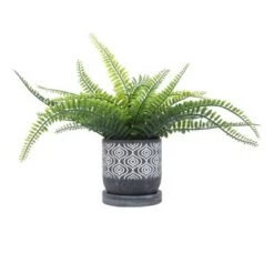 Brand new ⌛ Sagebrook Home 5" Geometric Ceramic Planter with Saucer Gray 🎉