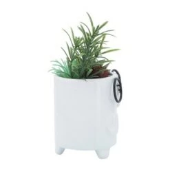 Hot Sale 💯 Sagebrook Home Ceramic Face Planter with Artificial Plant White 🧨 -Planters Sales Store unnamed file 4874