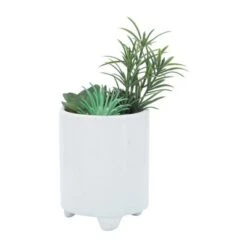 Hot Sale 💯 Sagebrook Home Ceramic Face Planter with Artificial Plant White 🧨 -Planters Sales Store unnamed file 4875
