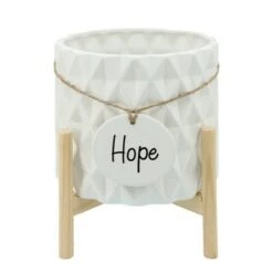 Hot Sale 🎁 Sagebrook Home Diamond Medallion Ceramic Planter White ❤️ -Planters Sales Store unnamed file 4879