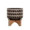 Budget 🌟 Sagebrook Home 4.88" Abstract Ceramic Planter with Wooden Stand Black ✨