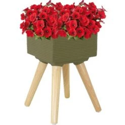 Brand new ❤️ Sunnydaze Decor Sunnydaze Barkley Durable Indoor/Outdoor Fiber Clay Decorative Flower Pot - 10" Square - Bronze and Natural 😍 -Planters Sales Store unnamed file 4889