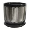 Best deal 🔥 Set of 2 10" Vertical Lines Planters with Saucer Black - Sagebrook Home 🔥