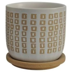 Outlet ✔️ Sagebrook Home Set of 2 6" Ceramic Planters with Saucer Sand 😉 -Planters Sales Store unnamed file 4914