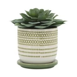 Deals 🥰 Set of 2 5.75" Ceramic Planters with Saucer Olive - Sagebrook Home ⭐ -Planters Sales Store unnamed file 4920