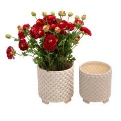 Buy ❤️ Sagebrook Home Set of 2 Ceramic Textured Footed Planter White 🔥 -Planters Sales Store unnamed file 4934