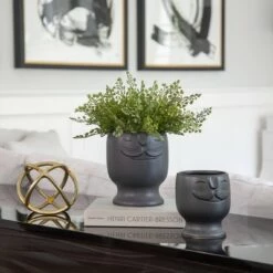 Top 10 😍 Sagebrook Home Set of 2 Face Ceramic Planters Black 👍 -Planters Sales Store unnamed file 4941