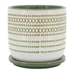 Wholesale 👏 Sagebrook Home 6" X's and Dots Patterned Ceramic Planter with Saucer Black ✔️ -Planters Sales Store unnamed file 4959