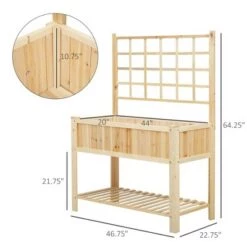 New ✨ Outsunny 47'' Wooden Raised Garden Bed with Trellis Coutryside Style Elevated Planter Box Stand with Open Shelf Spacious Planting Area 👏 -Planters Sales Store unnamed file 497