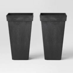 Flash Sale 🤩 2pk Recycled Tapered Square Self-Watering Planters Black - Smith & Hawken™ 😉 -Planters Sales Store unnamed file 4977