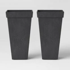 Flash Sale 🤩 2pk Recycled Tapered Square Self-Watering Planters Black - Smith & Hawken™ 😉 -Planters Sales Store unnamed file 4978