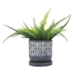 Discount ✔️ Sagebrook Home 6" Geometric Cement Planter with Saucer Gray 😀