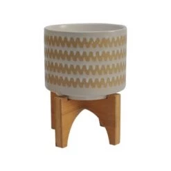 Promo 💯 Set of 2 10.5" Zig Zag Planters with Stand White - Sagebrook Home ✔️ -Planters Sales Store unnamed file 5012