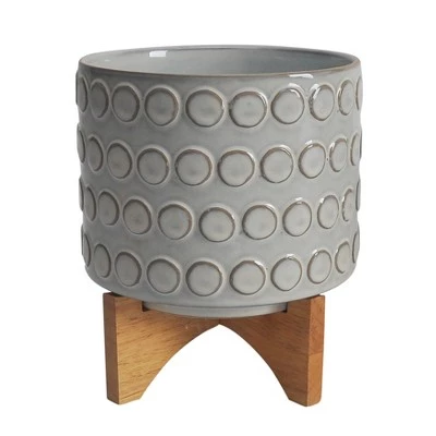 Best Pirce π Set of 2 11" Ceramic Planters On Wooden Stand Ivory - Sagebrook Home β 3 Best Pirce π Set of 2 11" Ceramic Planters On Wooden Stand Ivory - Sagebrook Home β