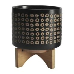 Top 10 👍 Set of 2 12" Ceramic Planters on Stand Brown - Sagebrook Home ✨