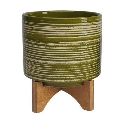 Top 10 🧨 Set of 2 10.5" Ceramic Planters on Wooden Stand Olive - Sagebrook Home 🥰 3 Top 10 🧨 Set of 2 10.5" Ceramic Planters on Wooden Stand Olive - Sagebrook Home 🥰
