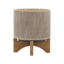 Outlet 🔔 Set of 2 10.5" Mesh Planters with Stand Tan - Sagebrook Home 🎁
