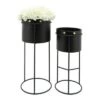 Budget 🤩 Sagebrook Home Set of 2 Cylinder Metal Planters Black 🛒
