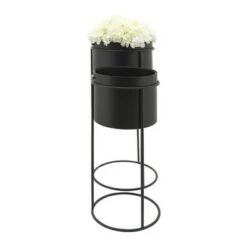 Budget 🤩 Sagebrook Home Set of 2 Cylinder Metal Planters Black 🛒 -Planters Sales Store unnamed file 5036