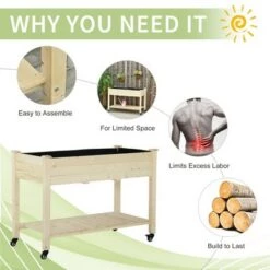 Budget ⌛ Outsunny 46.5" x 21.75" Raised Mobile Garden Bed Planter Box with Fir Wood Construction Non-Woven Bag & Shelf Below ⌛ -Planters Sales Store unnamed file 505
