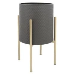 Best Sale 🔥 Sagebrook Home Set of 2 Diamond Planters in Metal Stand Gray/gold ⌛