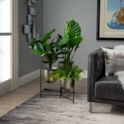 Brand new 👏 20" Metal 🔨 Hammered Planter Trio with Stand - Sagebrook Home Gold 💯 -Planters Sales Store unnamed file 5068