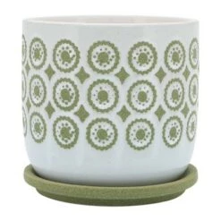Brand new ⭐ Sagebrook Home Circles Ceramic Planter with Saucer Olive 🔔 -Planters Sales Store unnamed file 5090