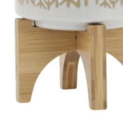 Best reviews of 🔔 Sagebrook Home 7" Chevron Ceramic Planter with Wood Stand Beige 💯 -Planters Sales Store unnamed file 5096