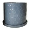 Flash Sale 🧨 Sagebrook Home Set of 2 Honeycomb Ceramic Planters with Saucers Gray ✔️ -Planters Sales Store unnamed file 5097