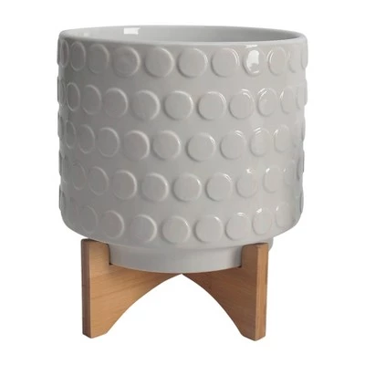 New ๐ฅ Set of 2 12" Ceramic Planters on Wooden Stand White - Sagebrook Home โญ 2 New ๐ฅ Set of 2 12" Ceramic Planters on Wooden Stand White - Sagebrook Home โญ