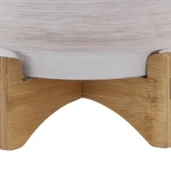 Discount 🔥 Set of 2 12" Ceramic Planters on Wooden Stand Gray - Sagebrook Home 👏 -Planters Sales Store unnamed file 5114