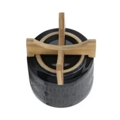 Budget 🛒 Set of 2 19" Aztec Ceramic Planters On Wooden Stand Black - Sagebrook Home ❤️ -Planters Sales Store unnamed file 5119